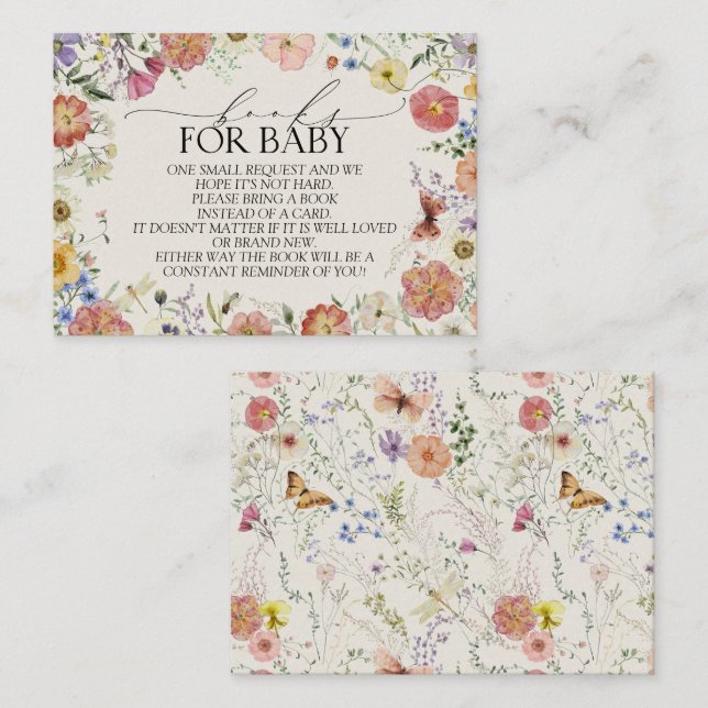 Wildblume Babyduschbücher für Kinder Begleitkarte (Vorne/Hinten)