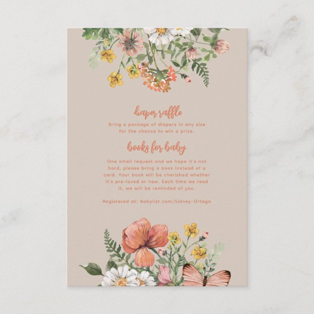 Wildblume Babydusche Begleitkarte (Vorderseite)