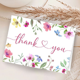 Wildblume Babydusche floral Vielen Dank Dankeskarte