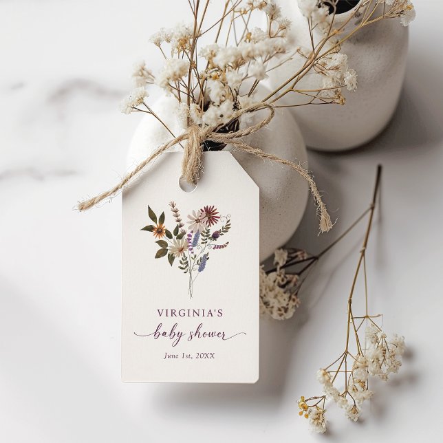 Wildblume Babydusche Geschenkanhänger (Wildflower Baby Shower Gift Tags
)