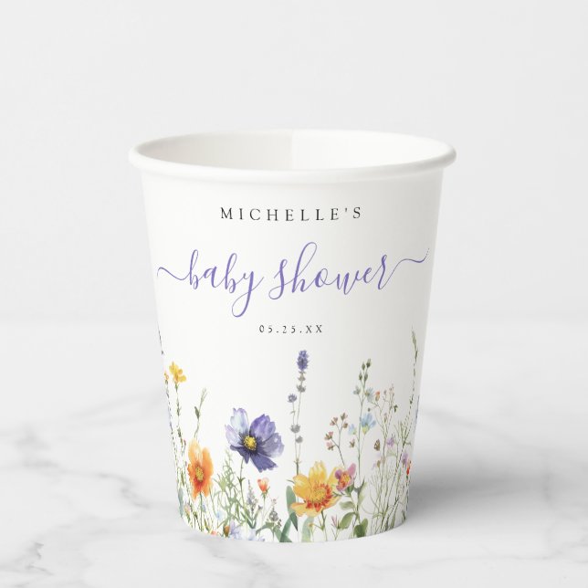 Wildblume Babydusche Pappbecher (Links)