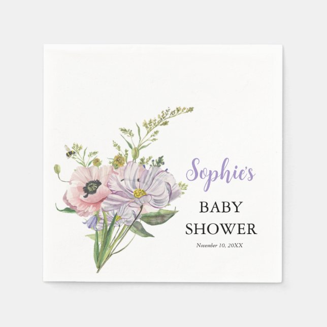 Wildblume Babydusche Serviette (Vorderseite)