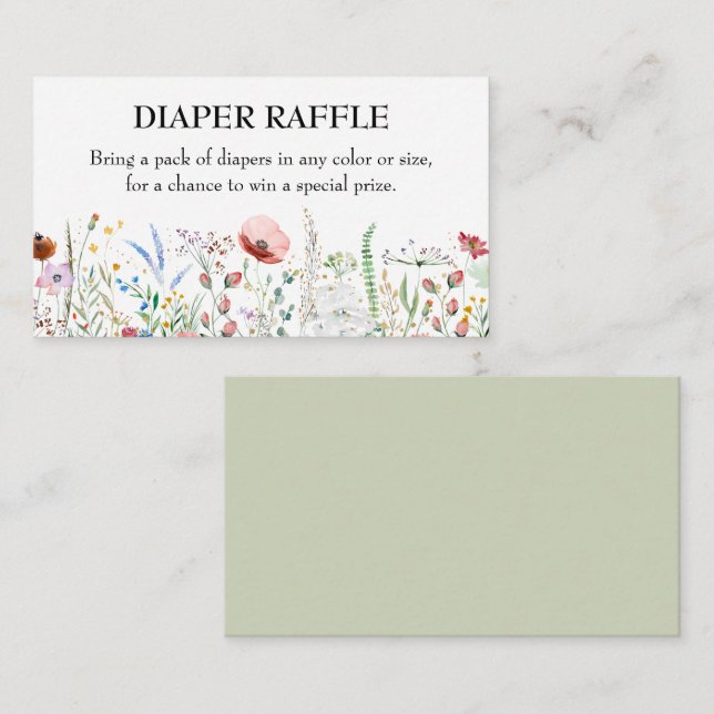 Wildblume Babydusche Windelwaschmaschine Begleitkarte (Vorne/Hinten)