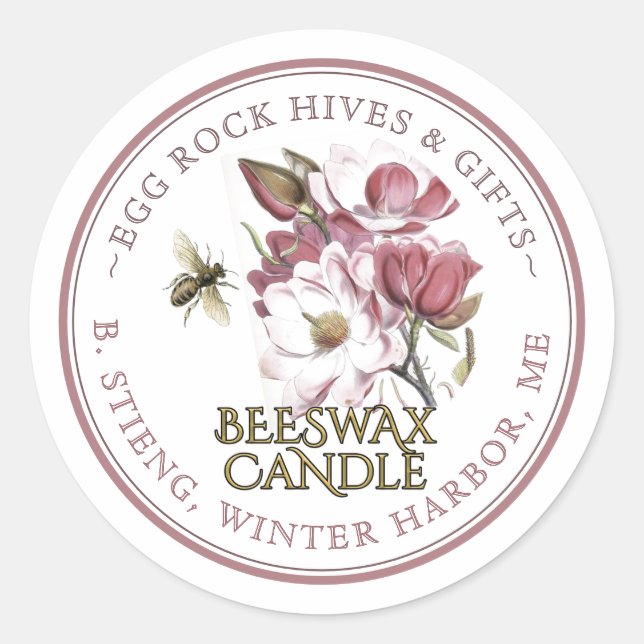 Wildblume bearbeitbare Bienenwachskandale Etikett  Runder Aufkleber (Vorderseite)