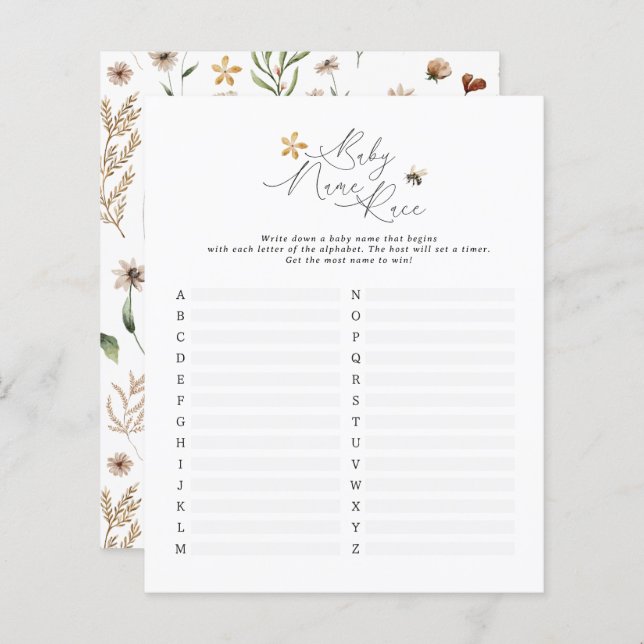 Wildblume bebenbabyname gegenüber modernem, elegan (Vorne/Hinten)