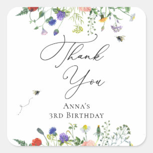Wildblume Bee Birthday Quadratischer Aufkleber