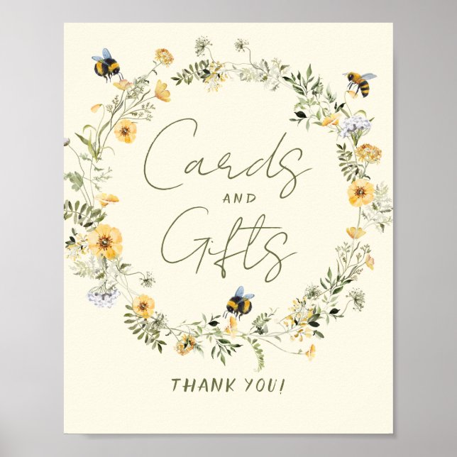 Wildblume Bee Brautparty Karten und Geschenke Unte Poster (Vorne)