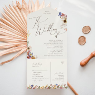 Wildblume Beige Hochzeit von Siegel und Senden All In One Einladung
