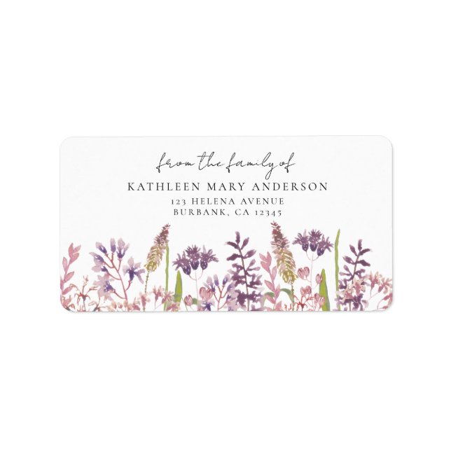 Wildblume Beileid aus der Familie Adressaufkleber (Vorne)