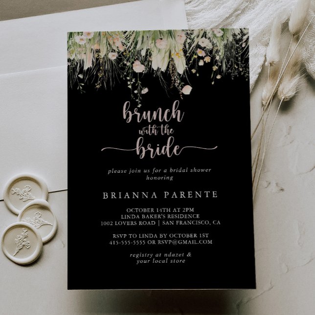 Wildblume Black Brunch mit Brautdusche Einladung (Von Creator hochgeladen)