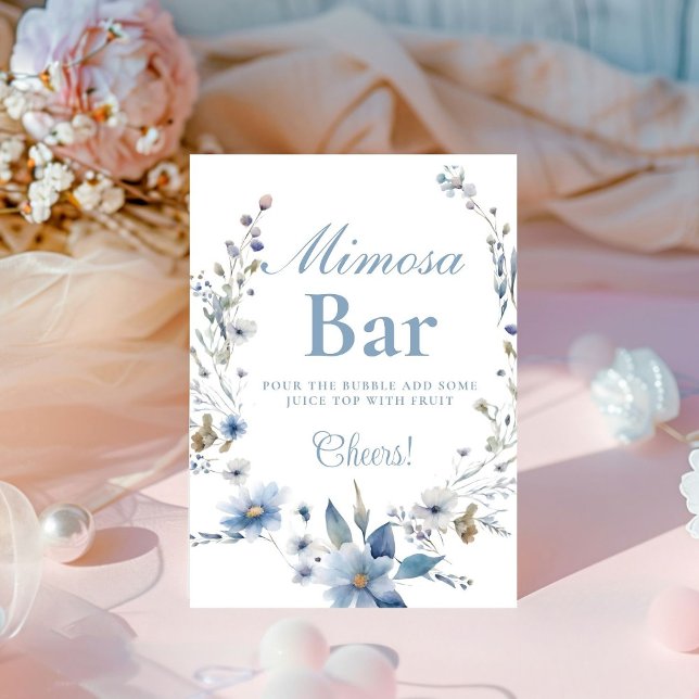 Wildblume blau Mimosa Bar Sign Sockelschild (Von Creator hochgeladen)