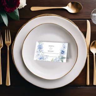Wildblume Blau und Weiß Rustikale Hochzeit Platzkarte