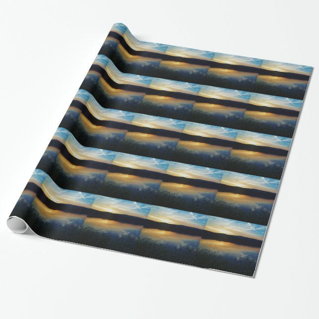 Wildblume, Blauer Sonnenuntergang Geschenkpapier (Ungerollt)