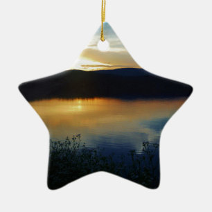 Wildblume, Blauer Sonnenuntergang Keramik Ornament