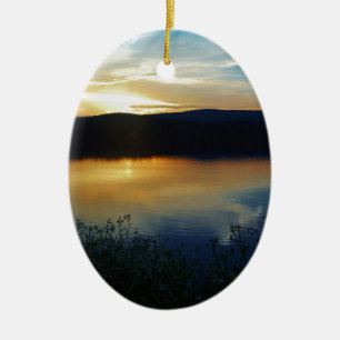 Wildblume, Blauer Sonnenuntergang Keramikornament