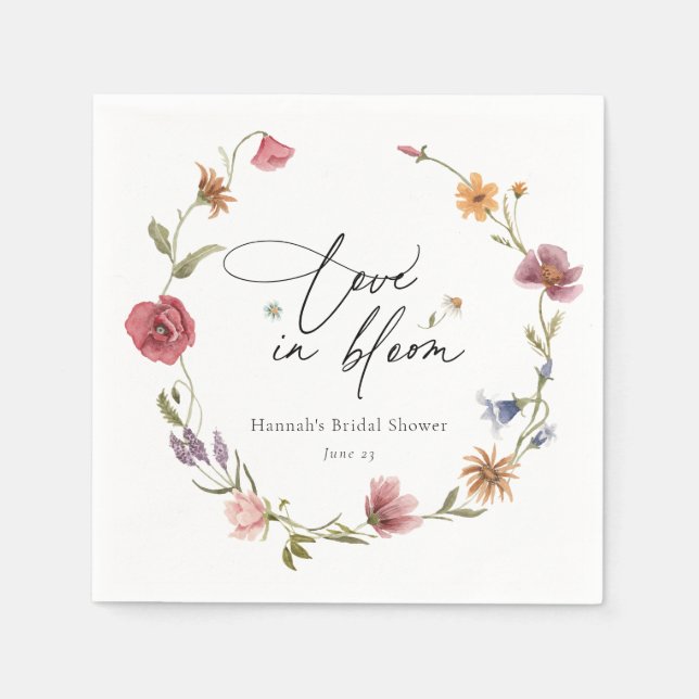 Wildblume Bloom Brautparty Napkins Serviette (Vorderseite)