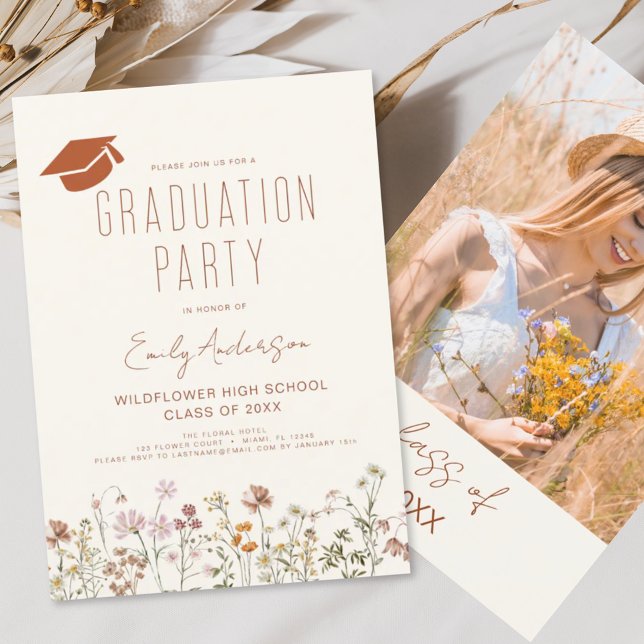 Wildblume Bloom Graduation Party Boho Einladung (Von Creator hochgeladen)