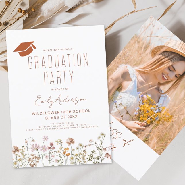 Wildblume Bloom Graduation Party Boho Einladung (Von Creator hochgeladen)