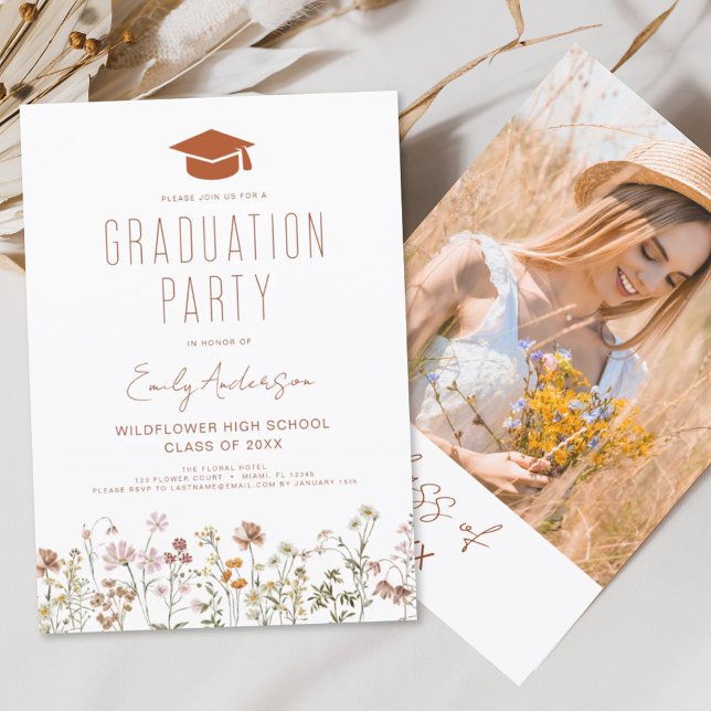 Wildblume Bloom Graduation Party Boho Einladung (Von Creator hochgeladen)