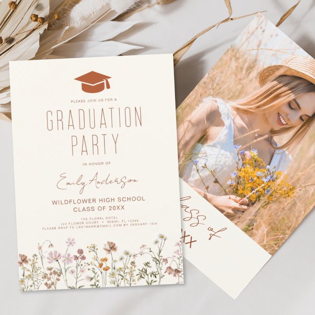 Wildblume Bloom Graduation Party Boho Einladung (Von Creator hochgeladen)