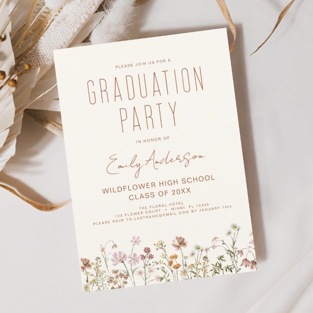 Wildblume Bloom Graduation Party Boho Einladung (Von Creator hochgeladen)