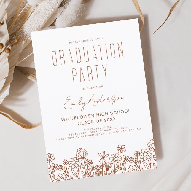 Wildblume Bloom Graduation Party Boho Einladung (Von Creator hochgeladen)