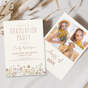 Wildblume Bloom Graduation Party Foto Boho Einladung