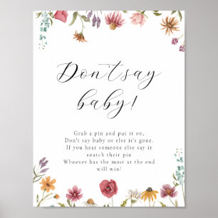Wildblume Bloom Say Baby Game Sign Poster