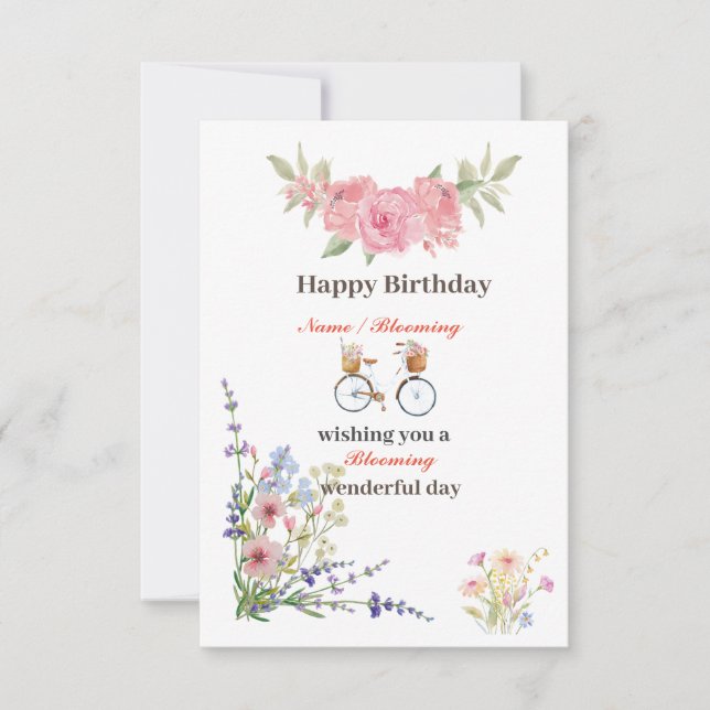 Wildblume Bloomful Happy Birthday Card RSVP Karte (Vorderseite)