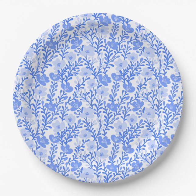 Wildblume Blue Blooms Blütenspülung Custom Pappteller (Vorderseite)