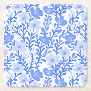 Wildblume Blue Blooms Blütenspülung Custom Rechteckiger Pappuntersetzer