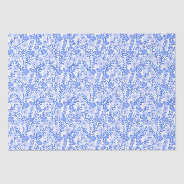 Wildblume Blue Blooms Blütenspülung Custom Seidenpapier (Vorderseite)