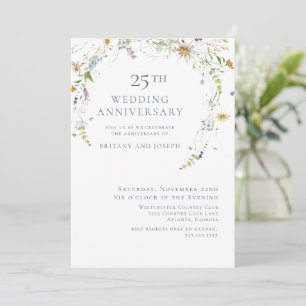 Wildblume Blue Floral 25. Hochzeitstag Einladung
