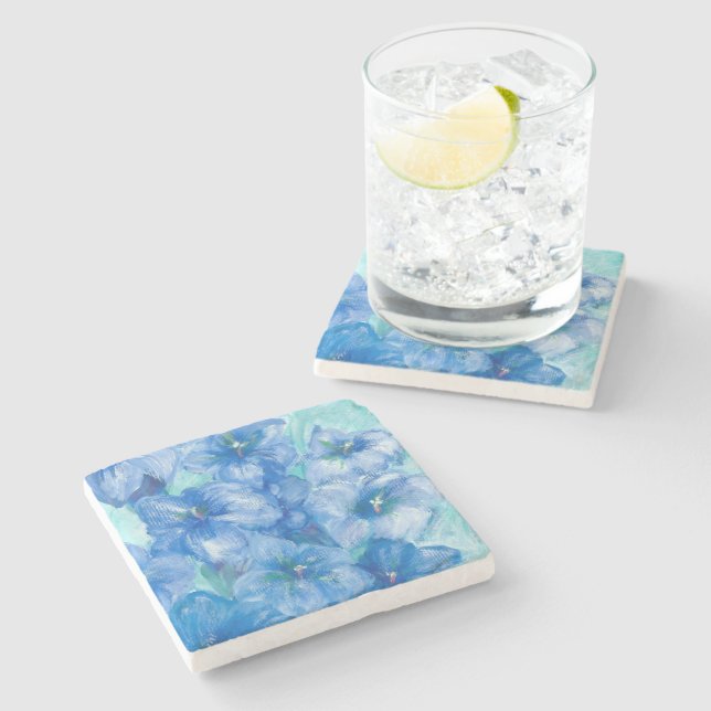 Wildblume Blue Gentian Steinuntersetzer (Seitenansicht)