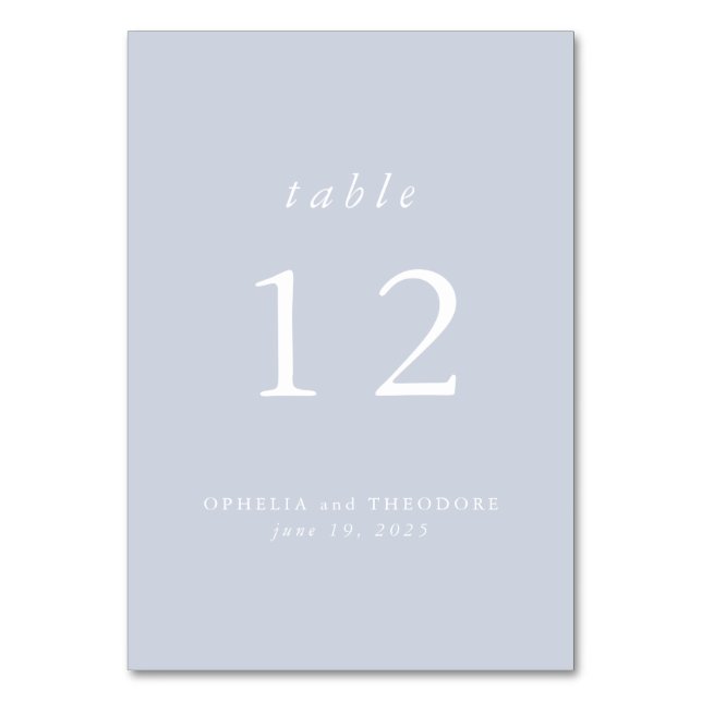 Wildblume Blue Watercolor Elegantes Hochzeitsslima Tischnummer (Vorderseite)