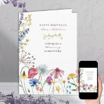 Wildblume Blühen Wunderbarer Geburtstag Karte<br><div class="desc">Hübsche Wildblume Geburtstagskarte,  die Sie innen und außen personalisieren können. Das Design hat einen Blumenrand mit farbenfrohen,  wilden Blume in Rosa und Gelb mit einem zarten Trenner und einem passenden Bouquet auf der Rückseite.</div>