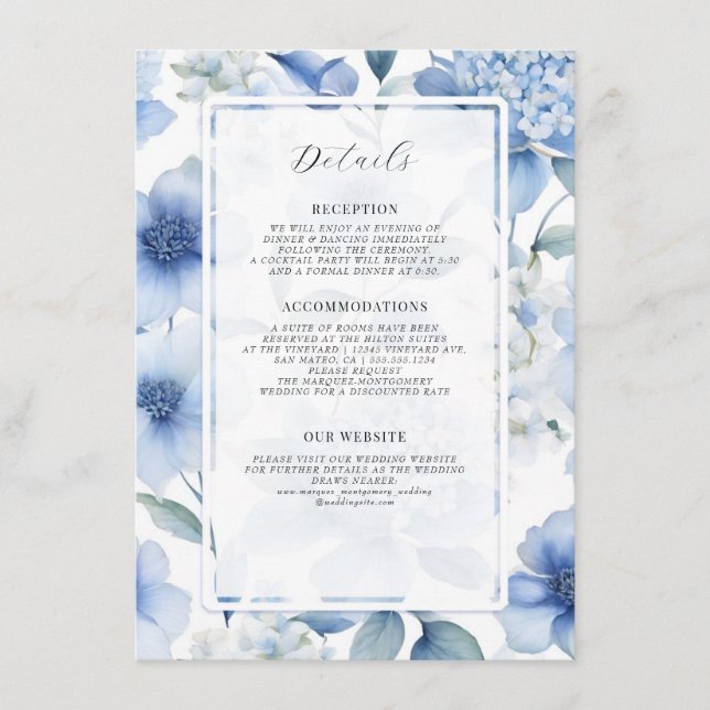 Wildblume Blumen Eleganter Sommer Blau Details Begleitkarte (Vorderseite)