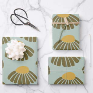 Wildblume   Blumenarbeit im Herbst Aquamarin Geschenkpapier Set