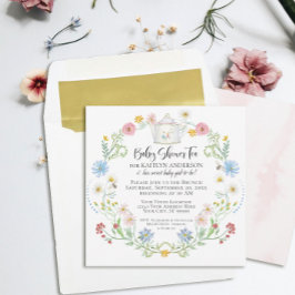 Wildblume Blumenbienen Wasserfarbener Tee Party Pa Einladung