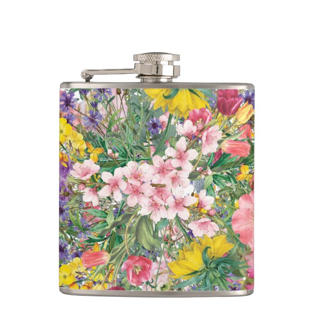 Wildblume Blumendesign Art Inspiriert Flachmann (Vorderseite)