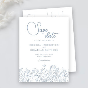 Wildblume Blumendusty Blue Wedding speichern das D Einladungspostkarte