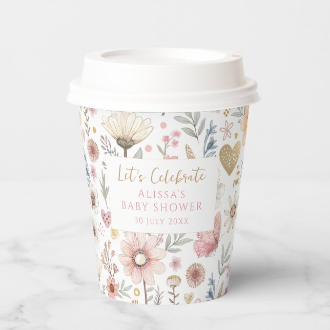 Wildblume Blumenkaffee Pappbecher (Vorderseite)