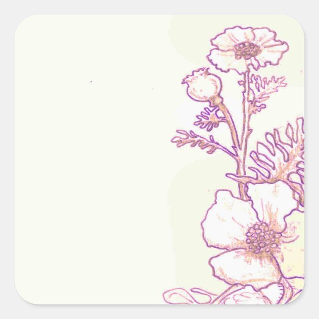 Wildblume Blumenmohn Blume Sketch Stickers (Vorderseite)