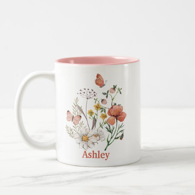 Wildblume Blumenname Zweifarbige Tasse (Links)