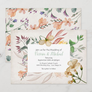 Wildblume Blumenrahmen Einladung Hochzeit