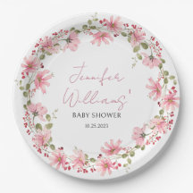 Wildblume Blumenrosa Babyduschpapier Teller