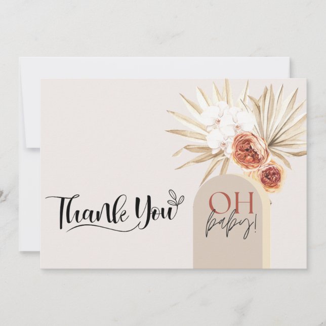 Wildblume Boho Baby Dusche Danke, Card Templat Dankeskarte (Vorderseite)