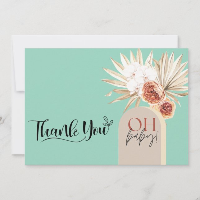 Wildblume Boho Baby Dusche Danke, Card Templat Dankeskarte (Vorderseite)