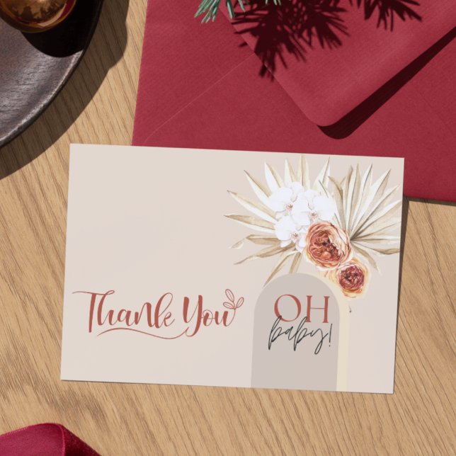 Wildblume Boho Baby Dusche Danke, Card Templat Dankeskarte (Wildflower Boho Baby Shower Thank You Card Template)