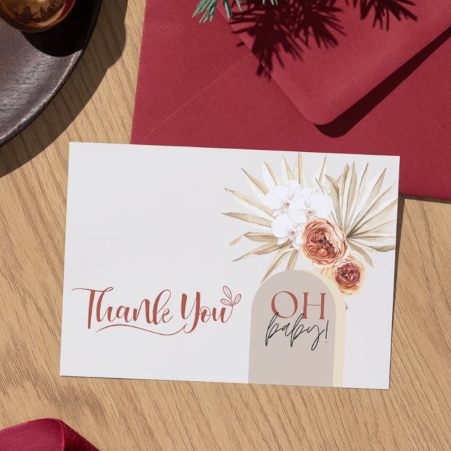 Wildblume Boho Baby Dusche Danke, Card Templat Dankeskarte (Wildflower Boho Baby Shower Thank You Card Template)